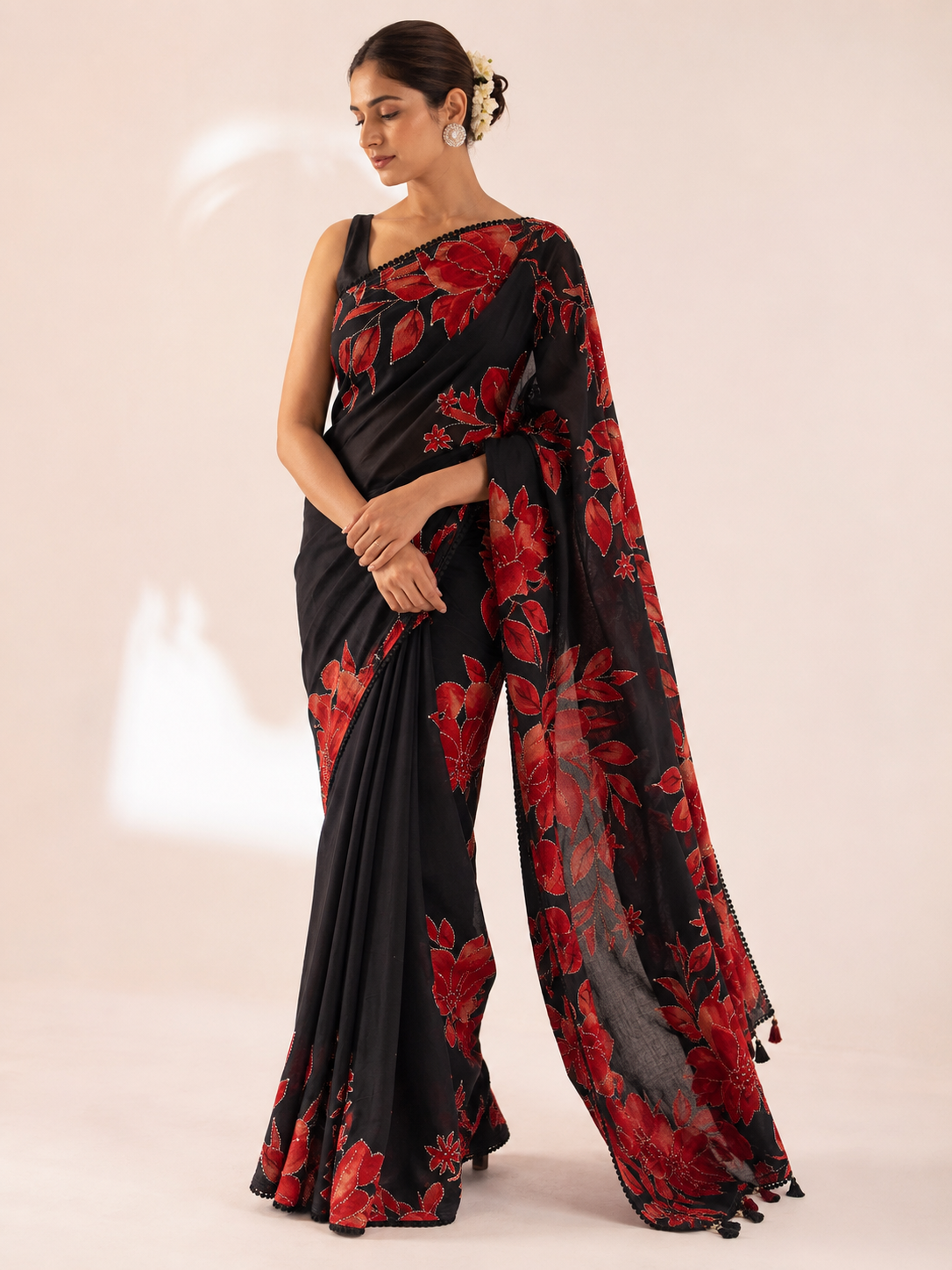 Crepe Kantha Silk Saree