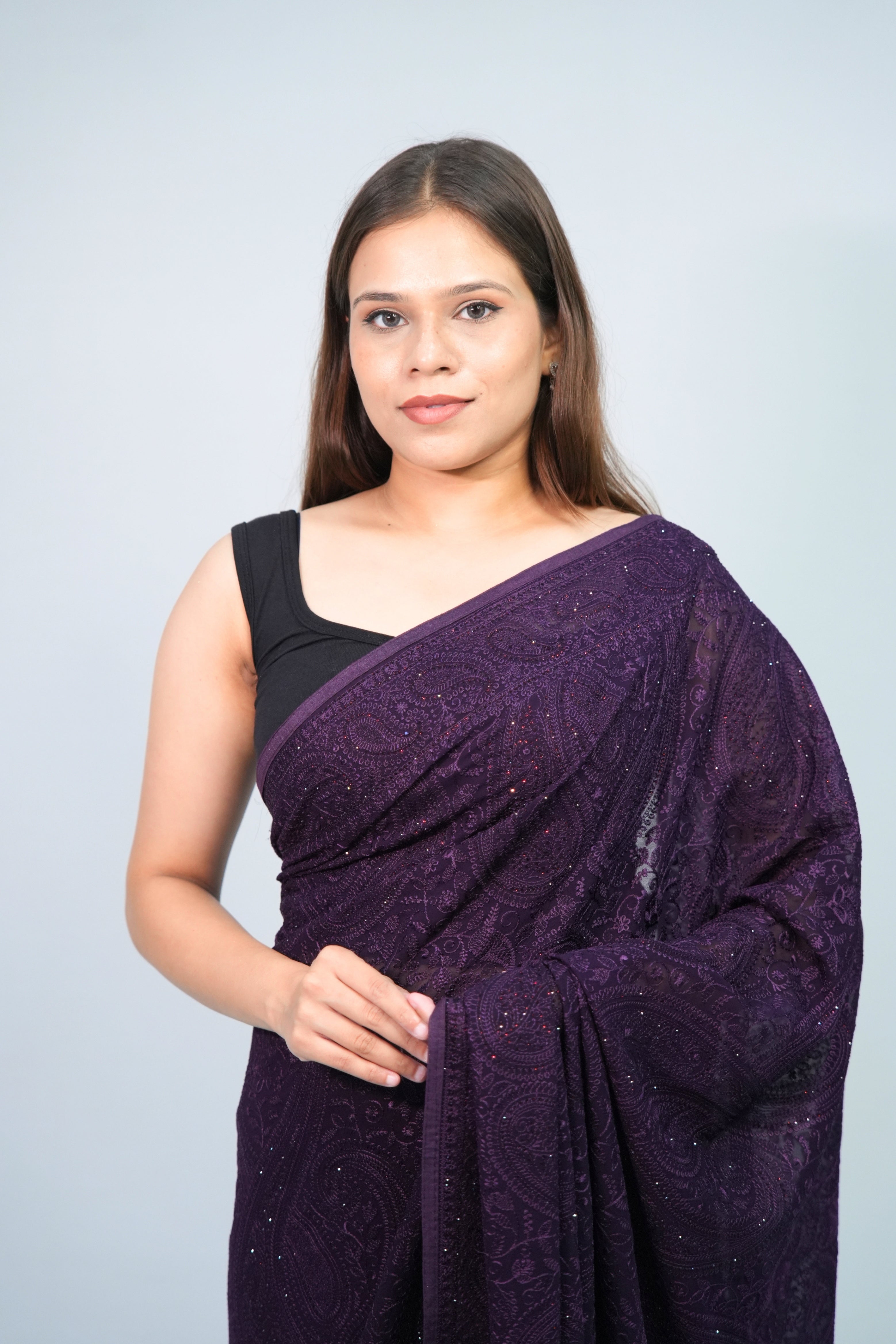 Georgette chikankari saree