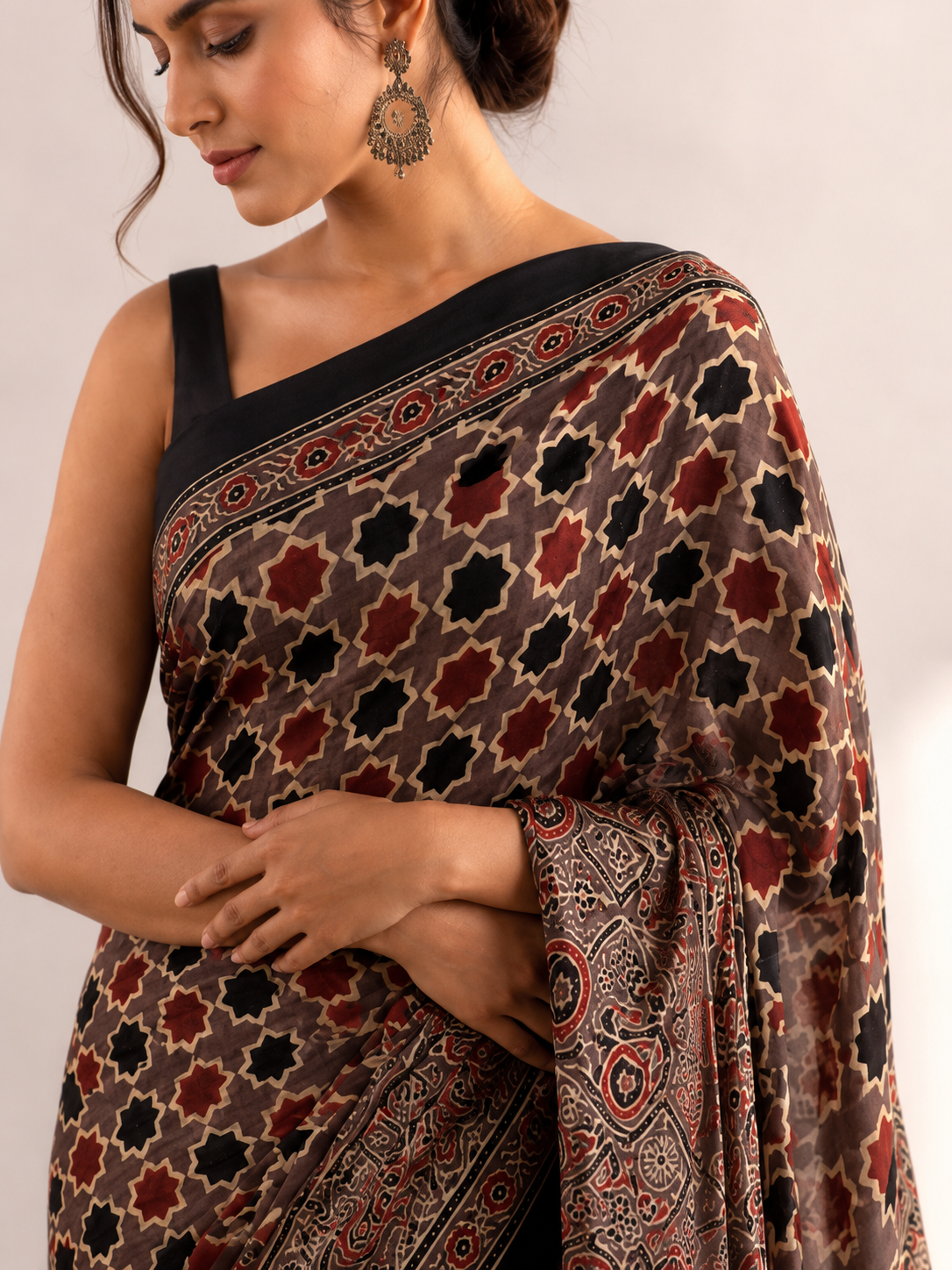 Pure Modal Ajrak Saree