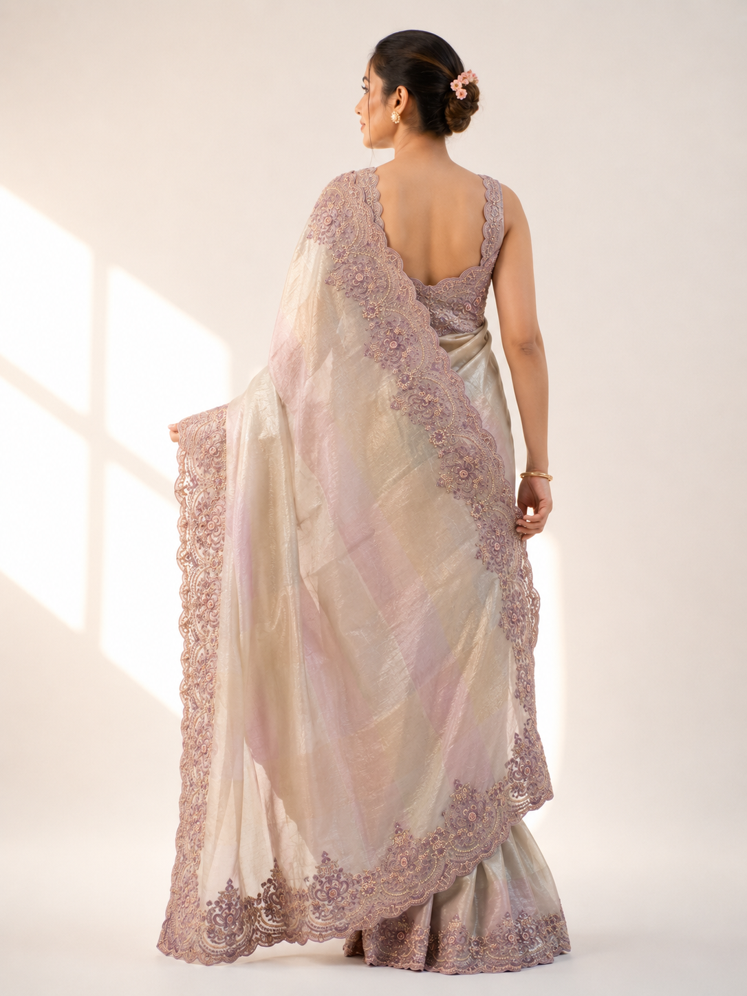 Tissue Handwork Saree