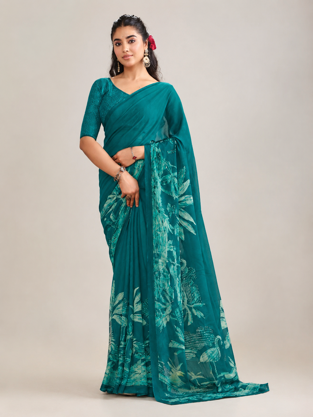 Printed Georgette Saree