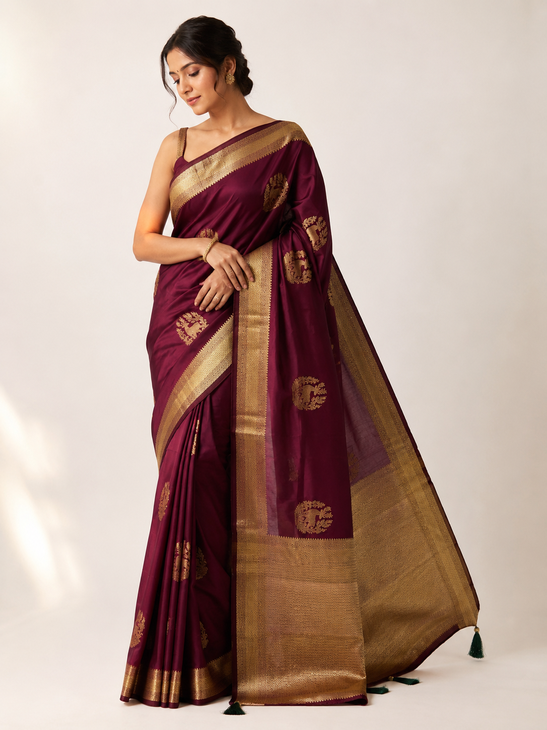 Mashru Silk Saree with Animal Motif