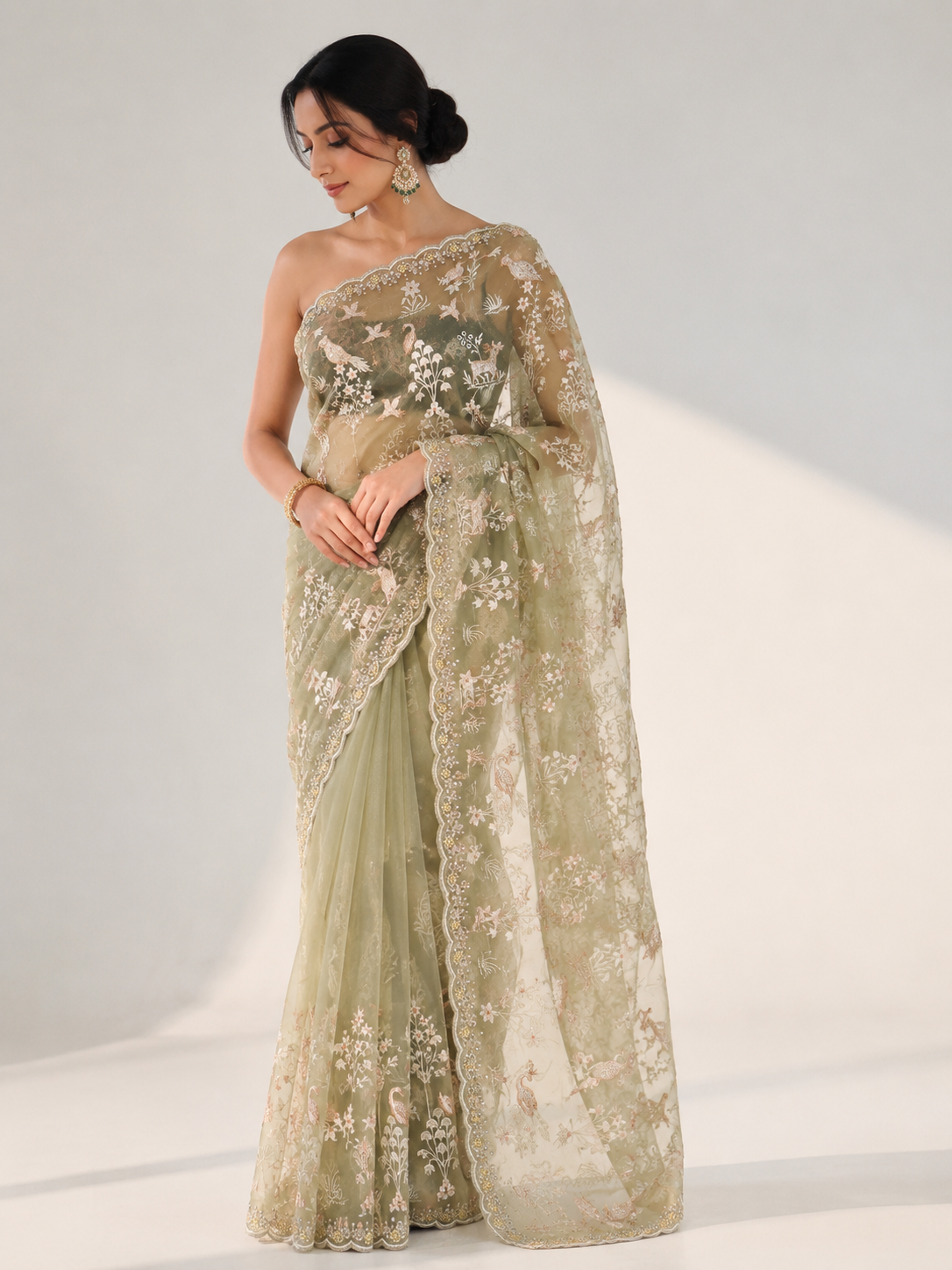 Tissue Embroidery Saree