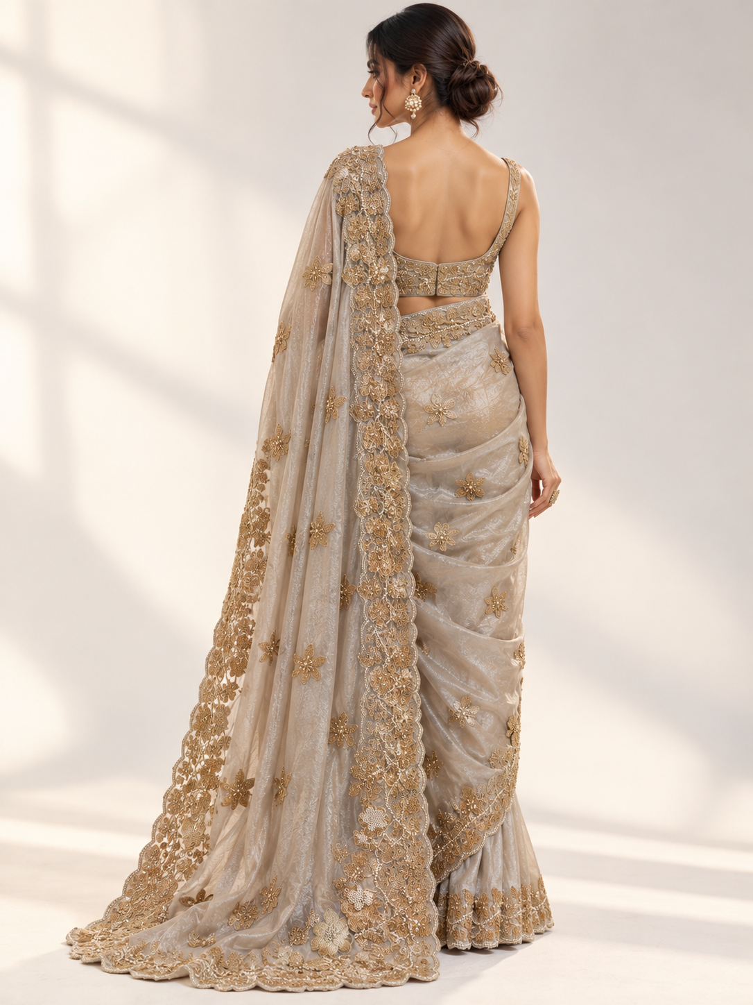 Fendi Crepe Embellished Saree
