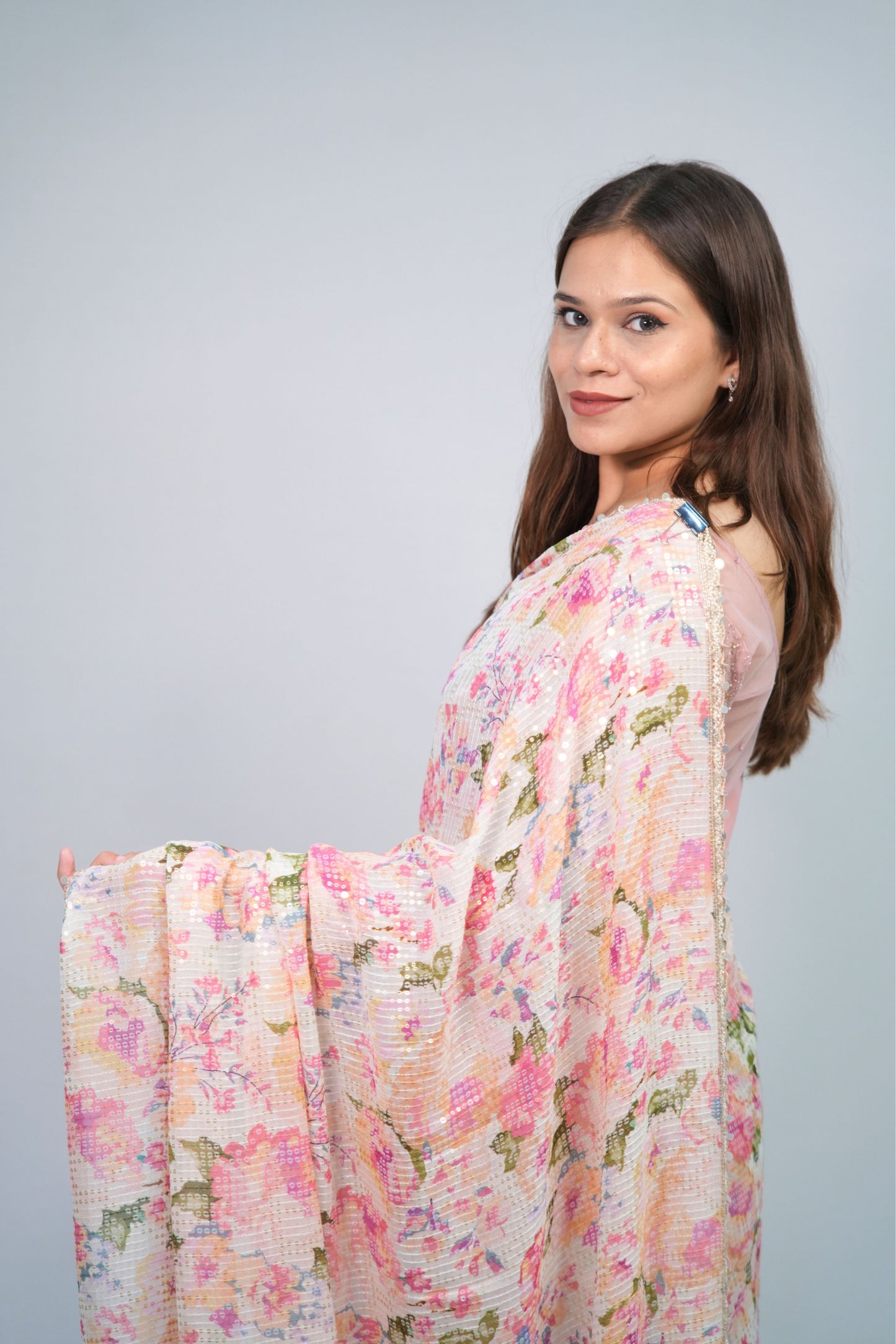 Floral Designer georgette sequnce work saree