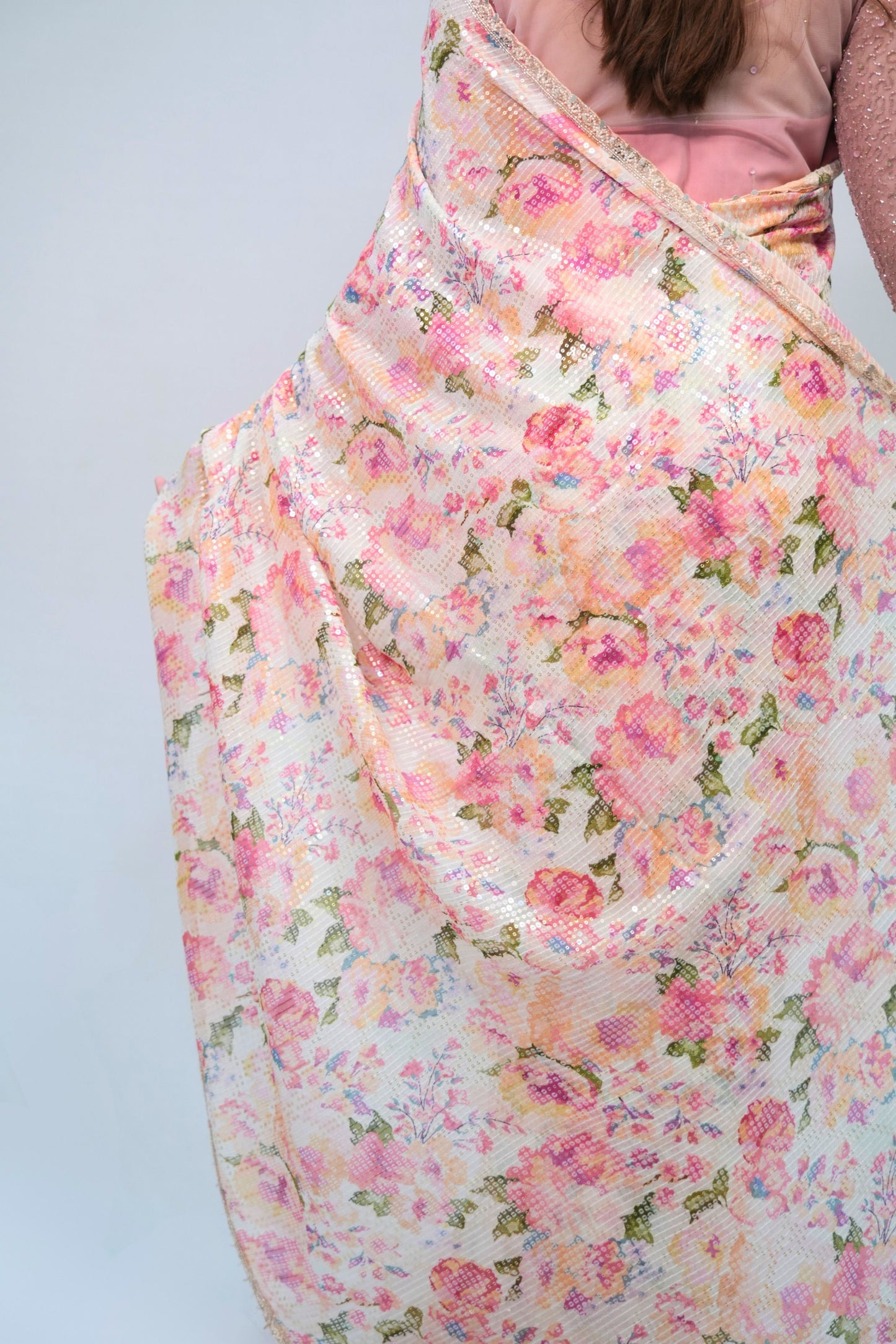 Floral Designer georgette sequnce work saree