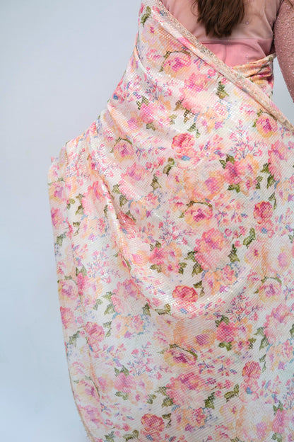 Floral Designer georgette sequnce work saree