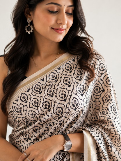 Bhagalpuri Silk Kantha Work Saree