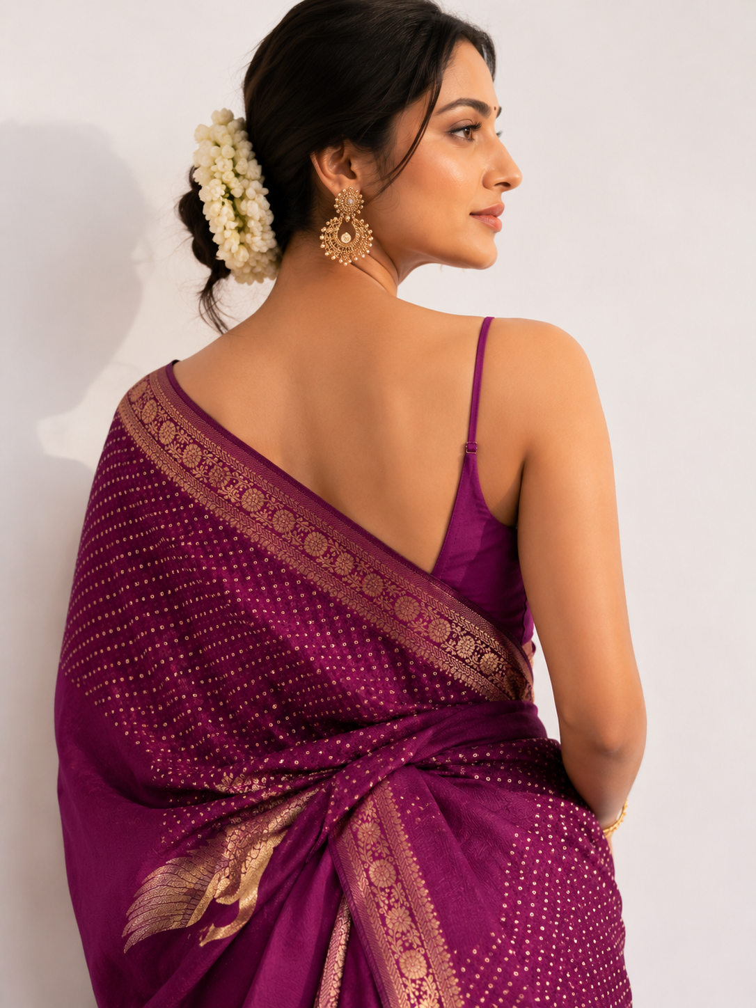 Chinon Crepe Animal Motif Saree