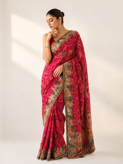 Georgette Kaddi Bandhani