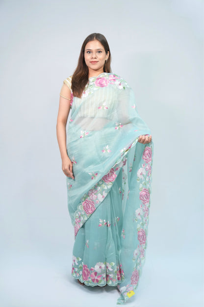 Linen Floral embroidery