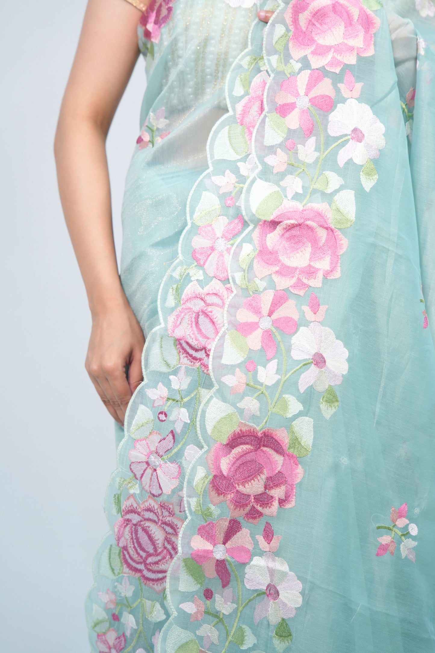 Linen Floral embroidery