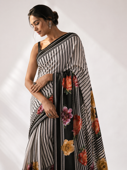 Crepe Kantha Silk Saree
