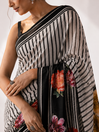 Crepe Kantha Silk Saree