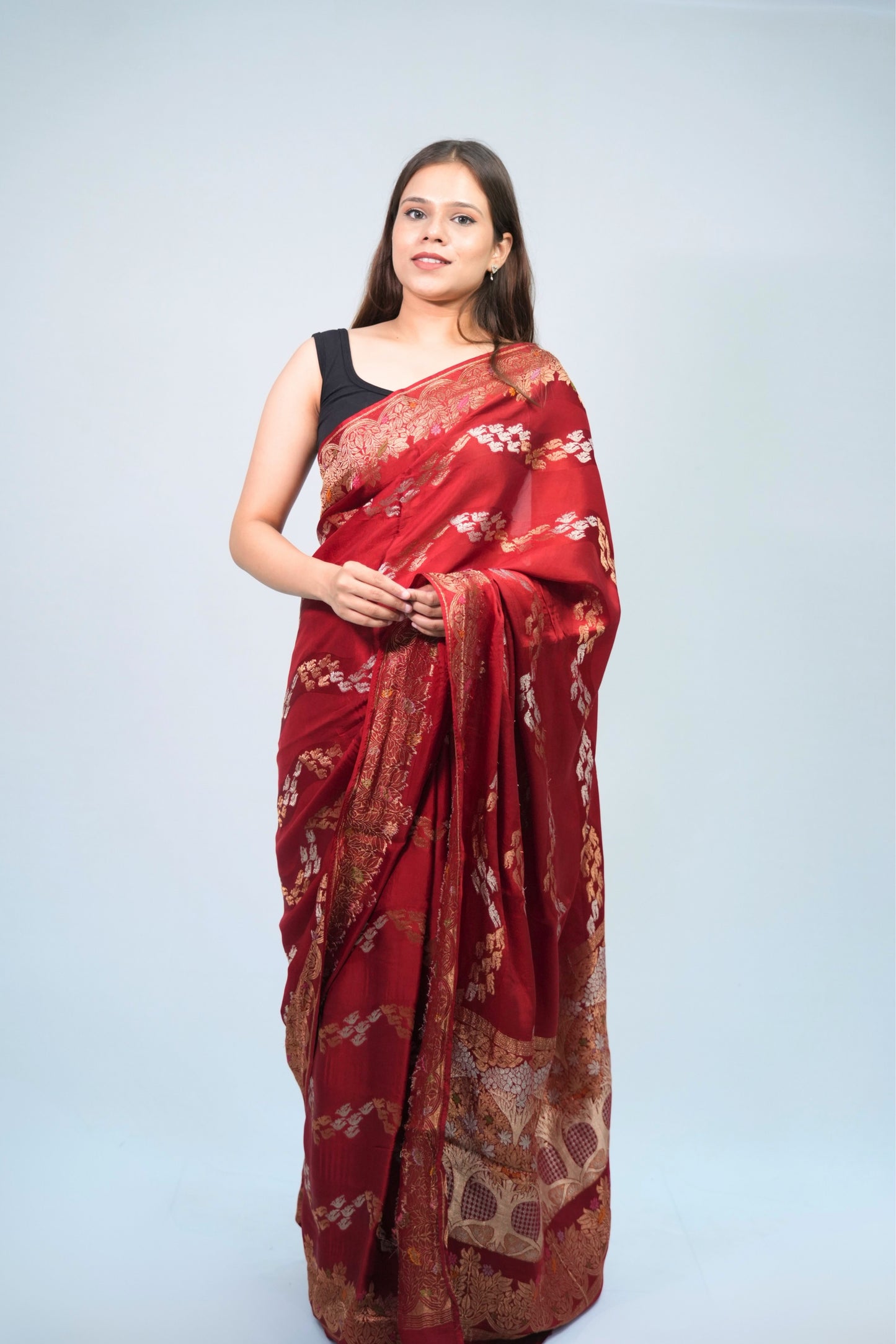 Mashru Silk Meenakari saree