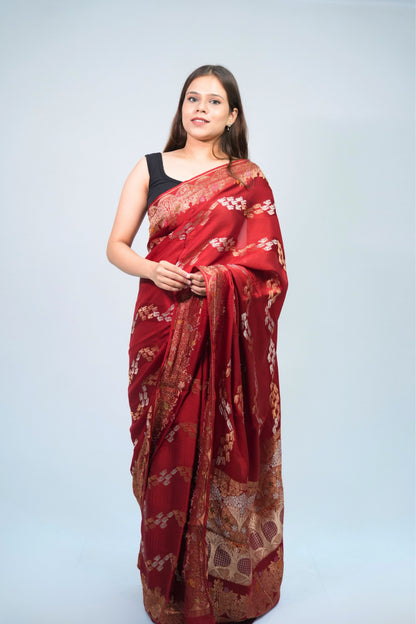 Mashru Silk Meenakari saree