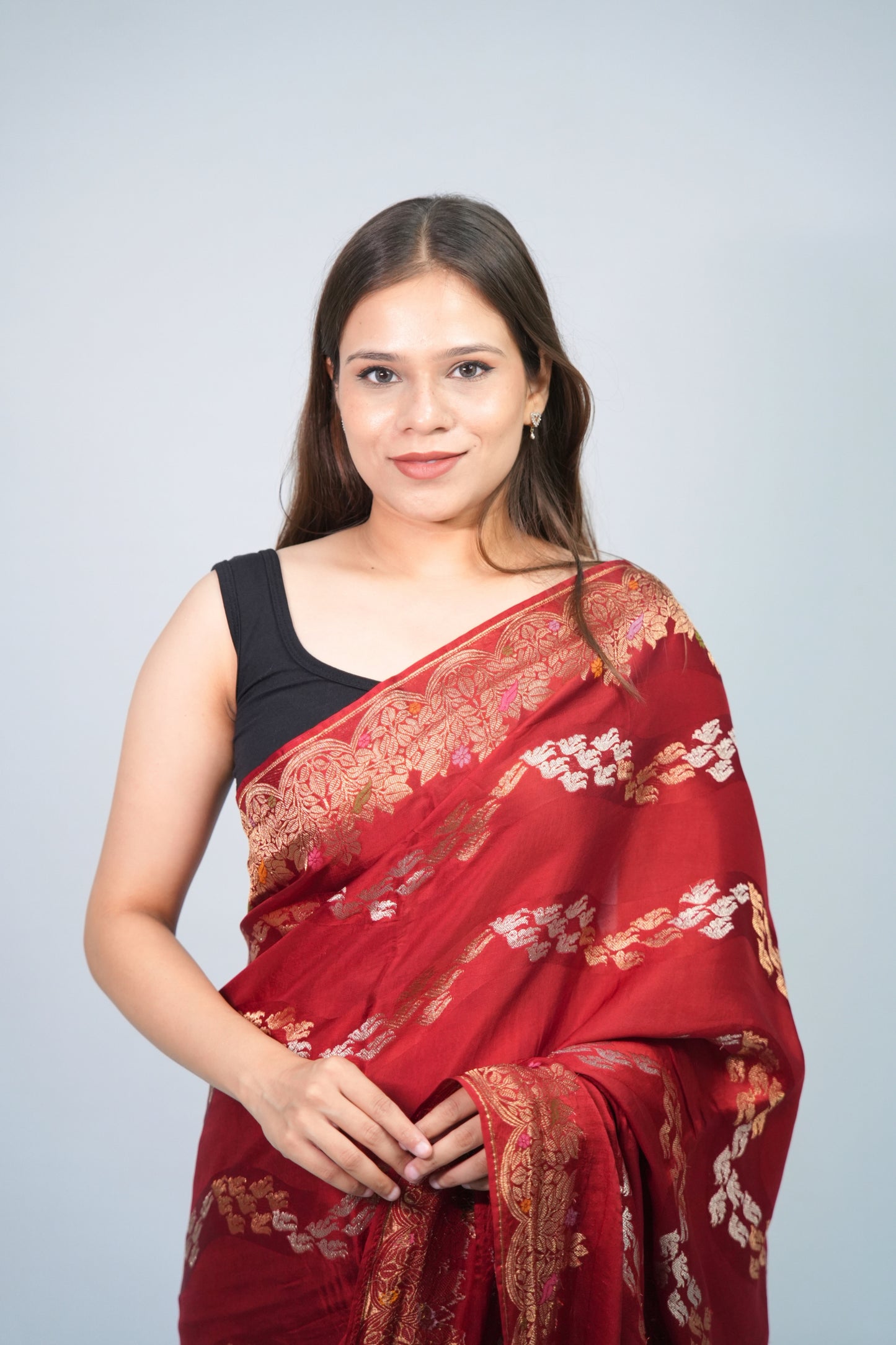 Mashru Silk Meenakari saree