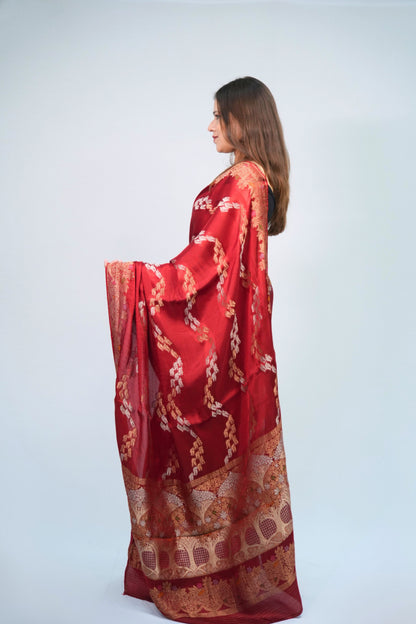 Mashru Silk Meenakari saree