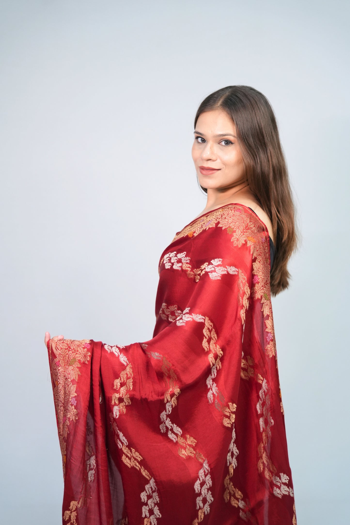 Mashru Silk Meenakari saree