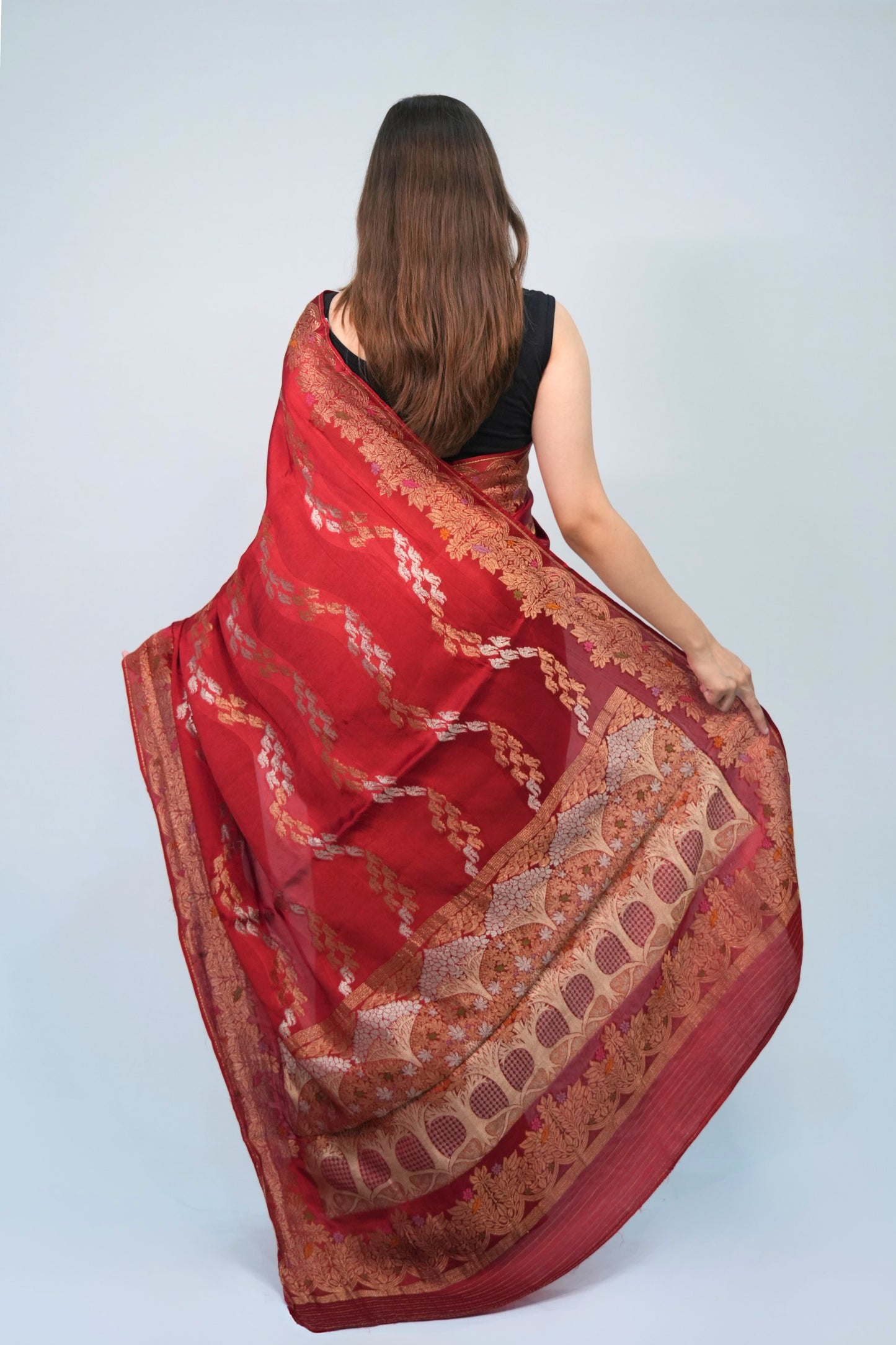 Mashru Silk Meenakari saree