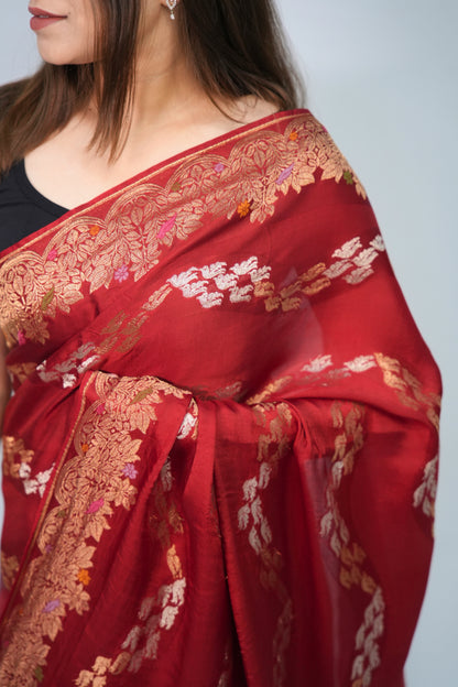 Mashru Silk Meenakari saree