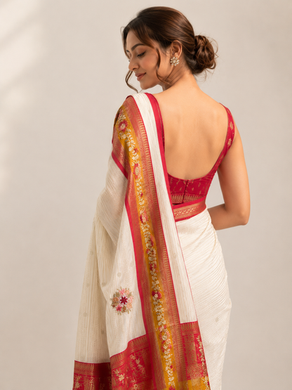 Silk Kantha Work Saree
