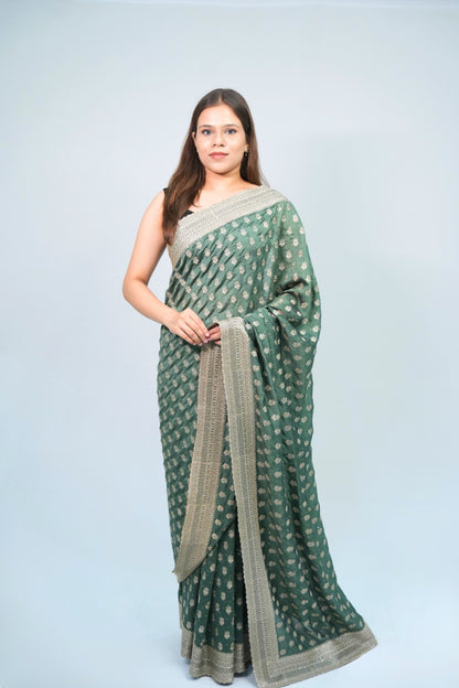 Vichitra Silk Pitai work