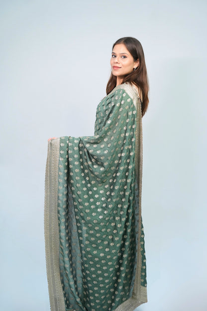 Vichitra Silk Pitai work