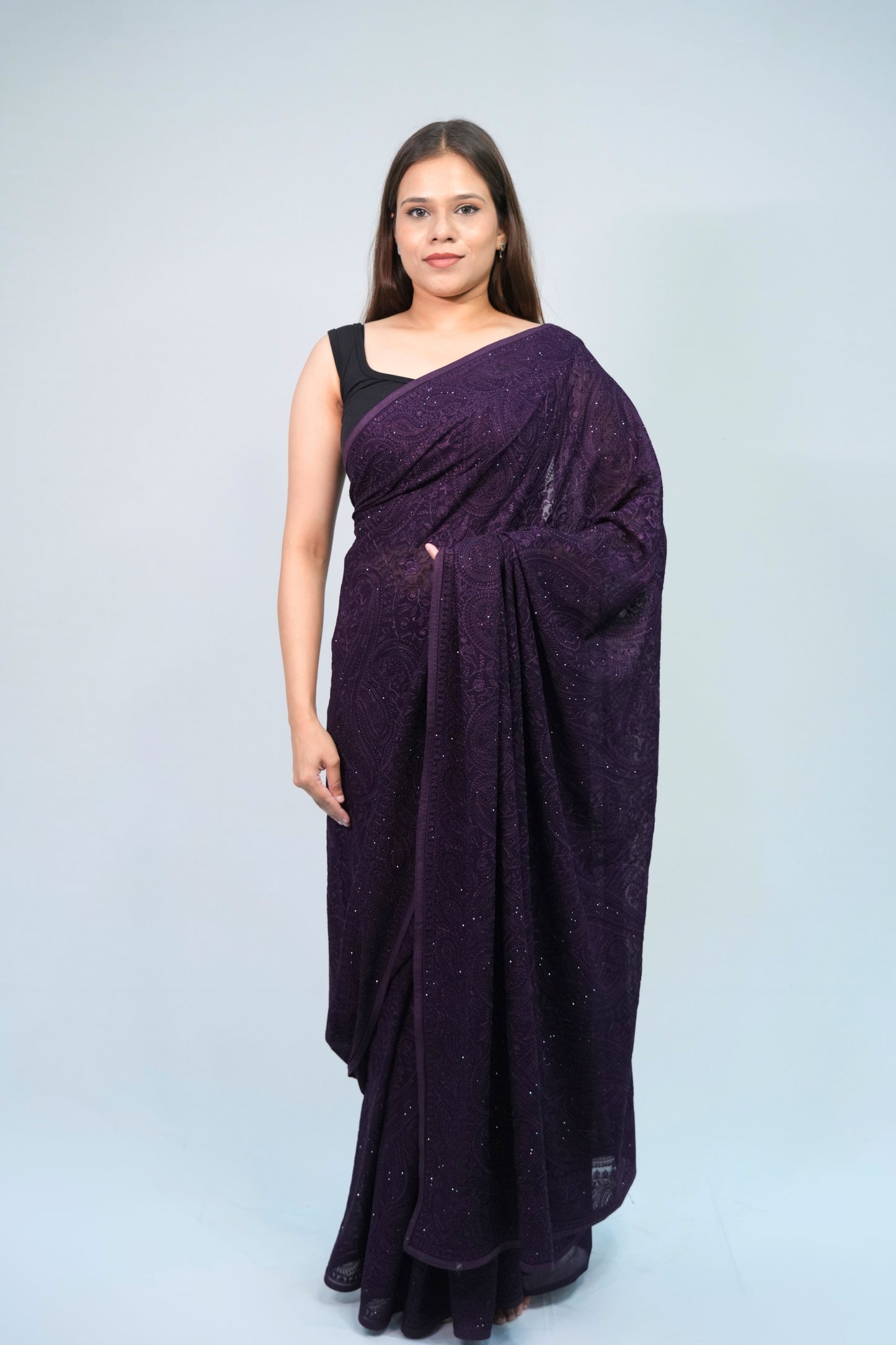 Georgette chikankari saree