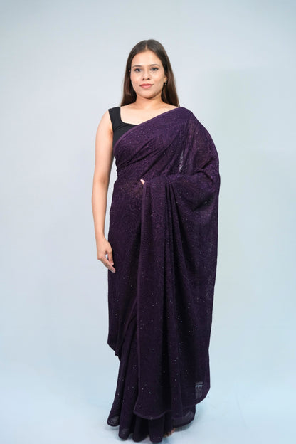 Georgette chikankari saree