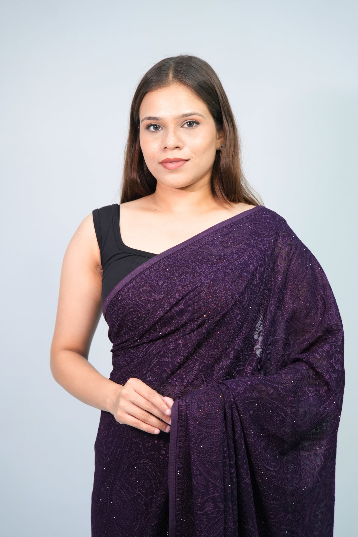 Georgette chikankari saree