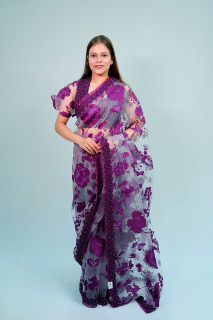 Glass tissue applique with handwork