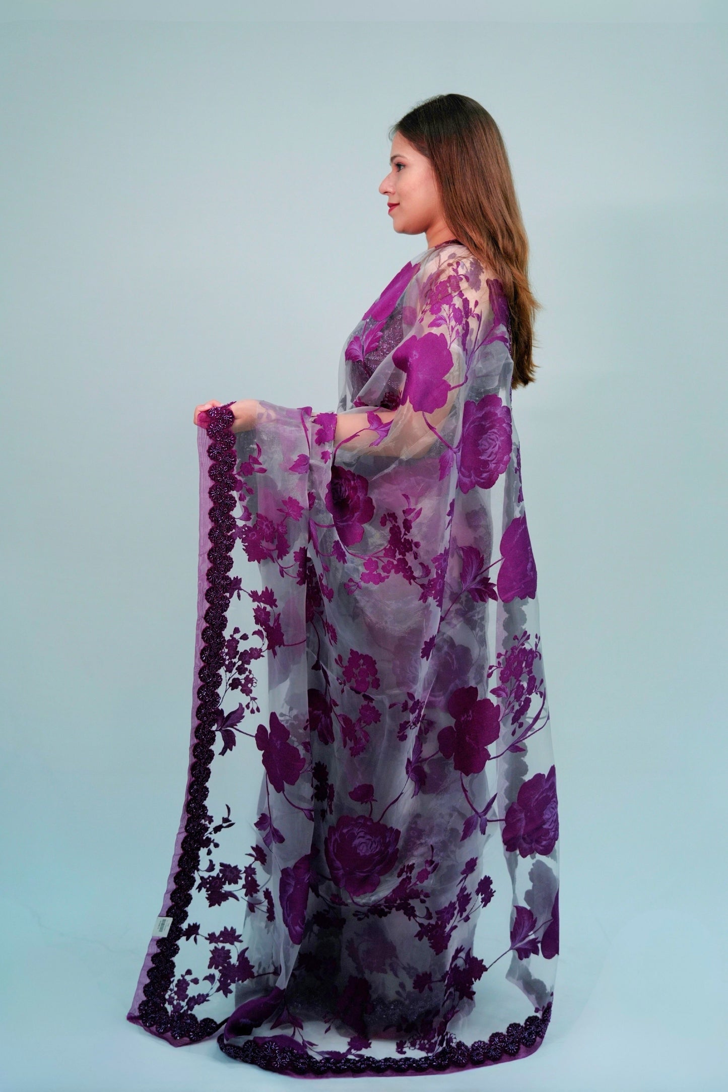 Glass tissue applique with handwork