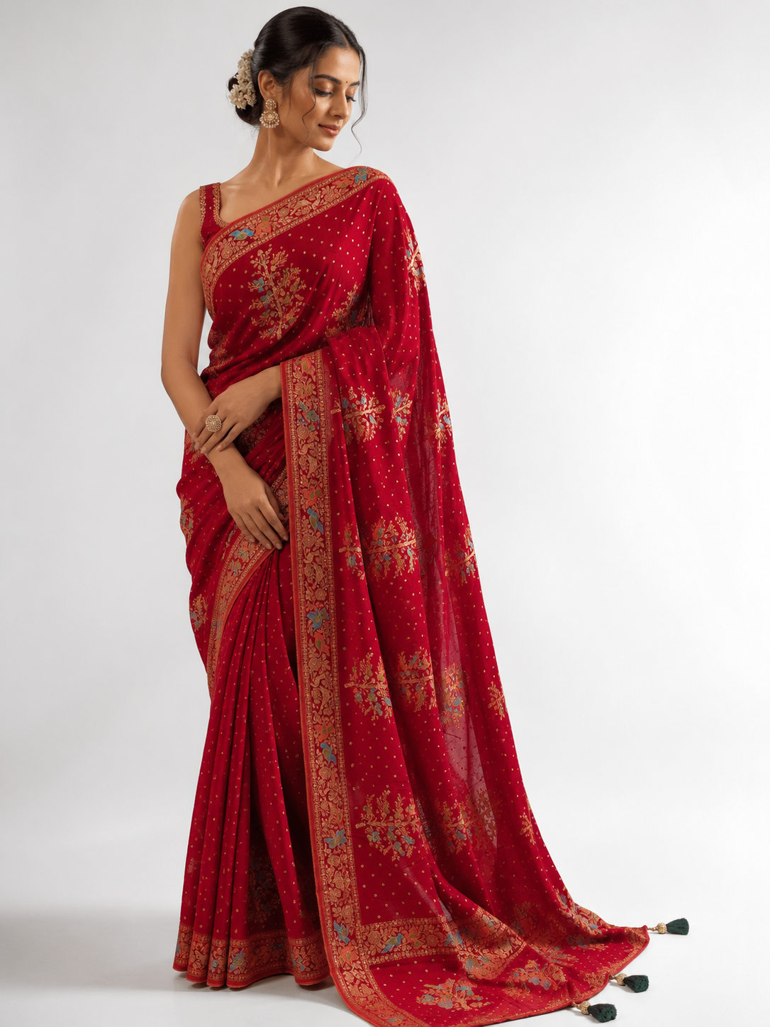 Georgette Khaddi Meenakari Saree