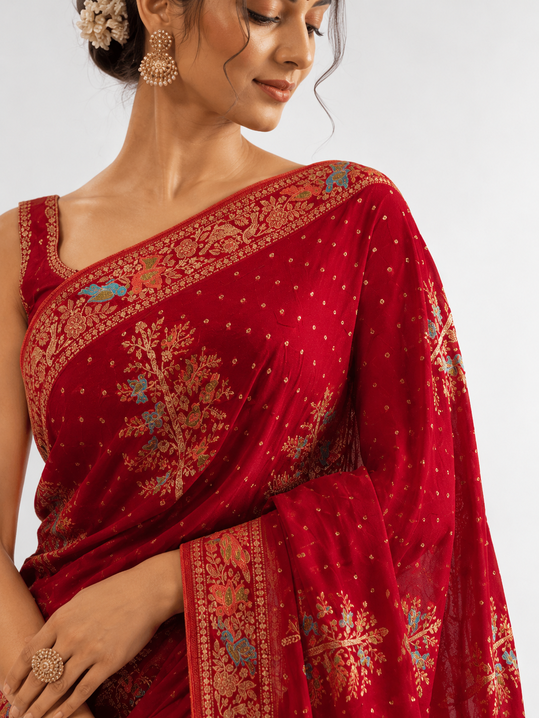 Georgette Khaddi Meenakari Saree