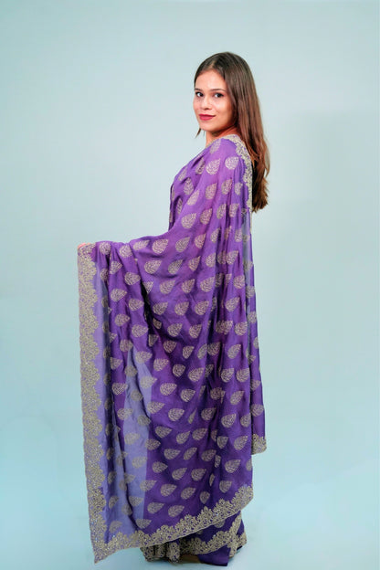 Vichitra silk pitai work