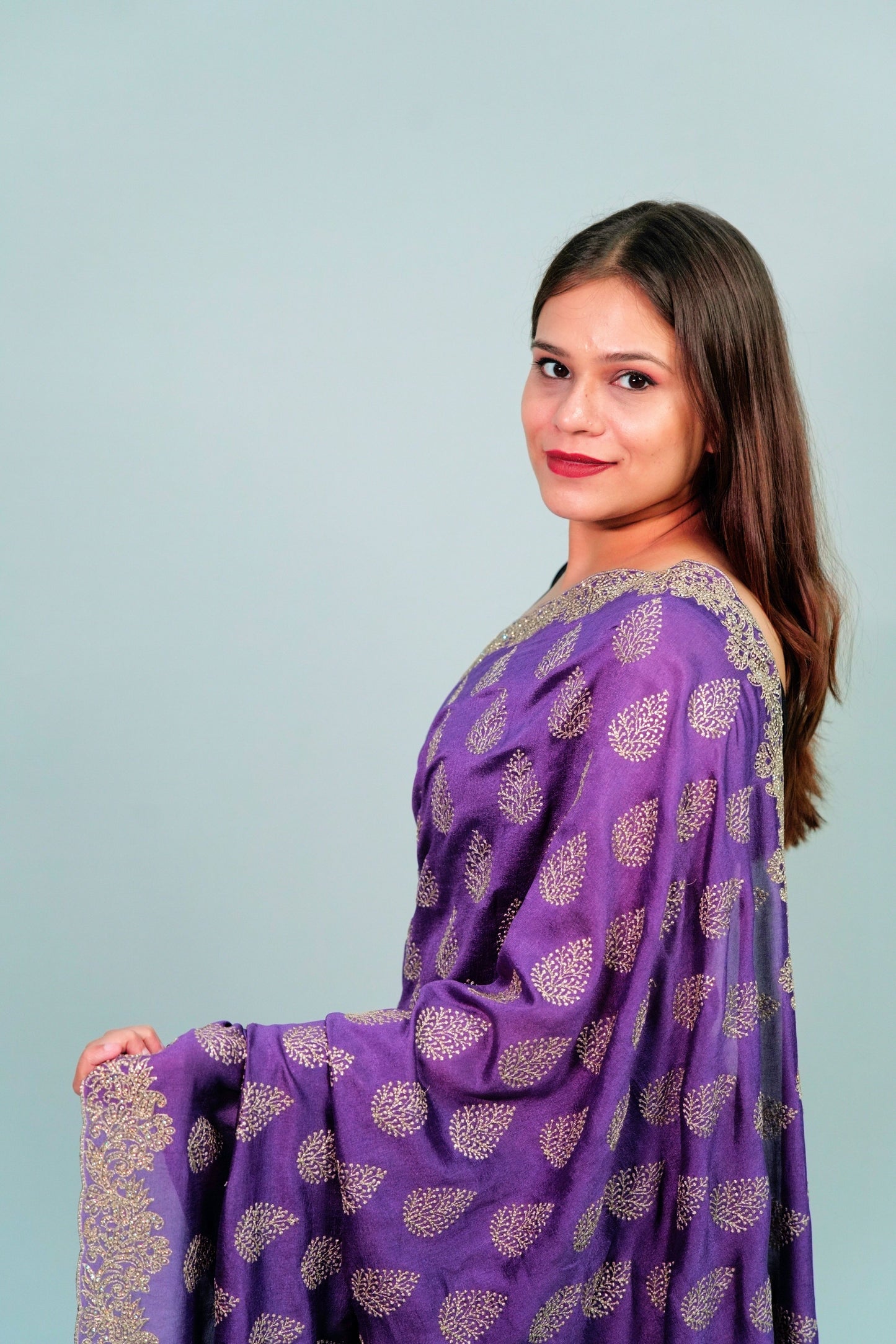 Vichitra silk pitai work