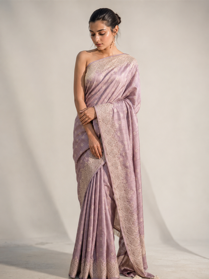 Tussar Silk Kantha Cutwork Border