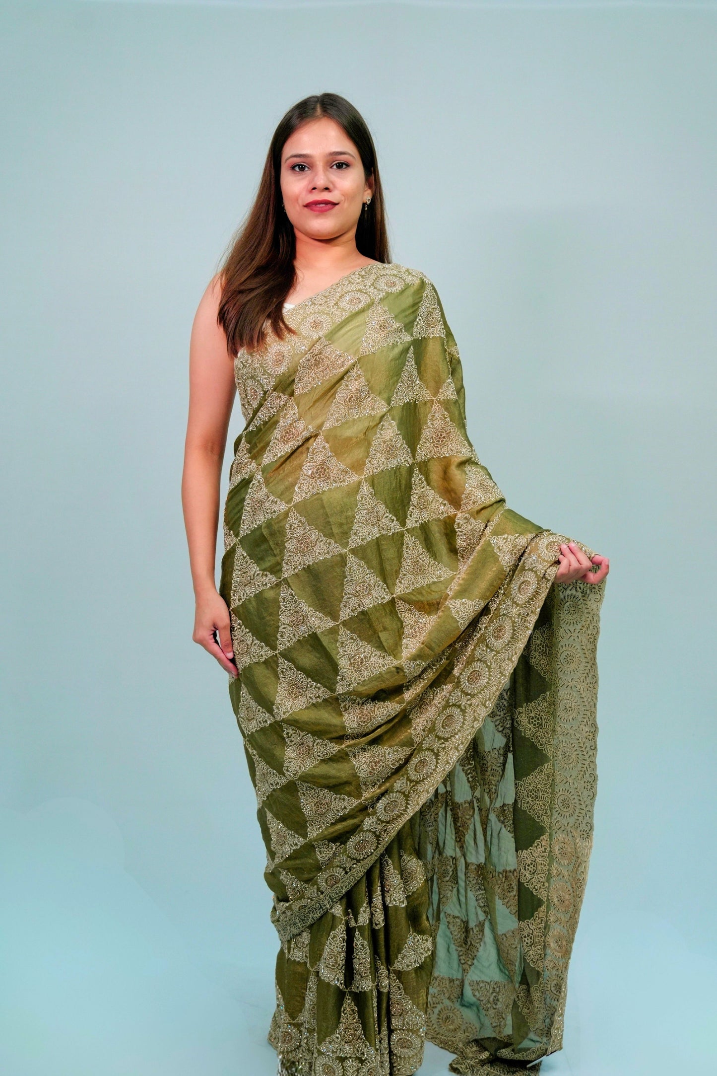 Organza dabka stone work