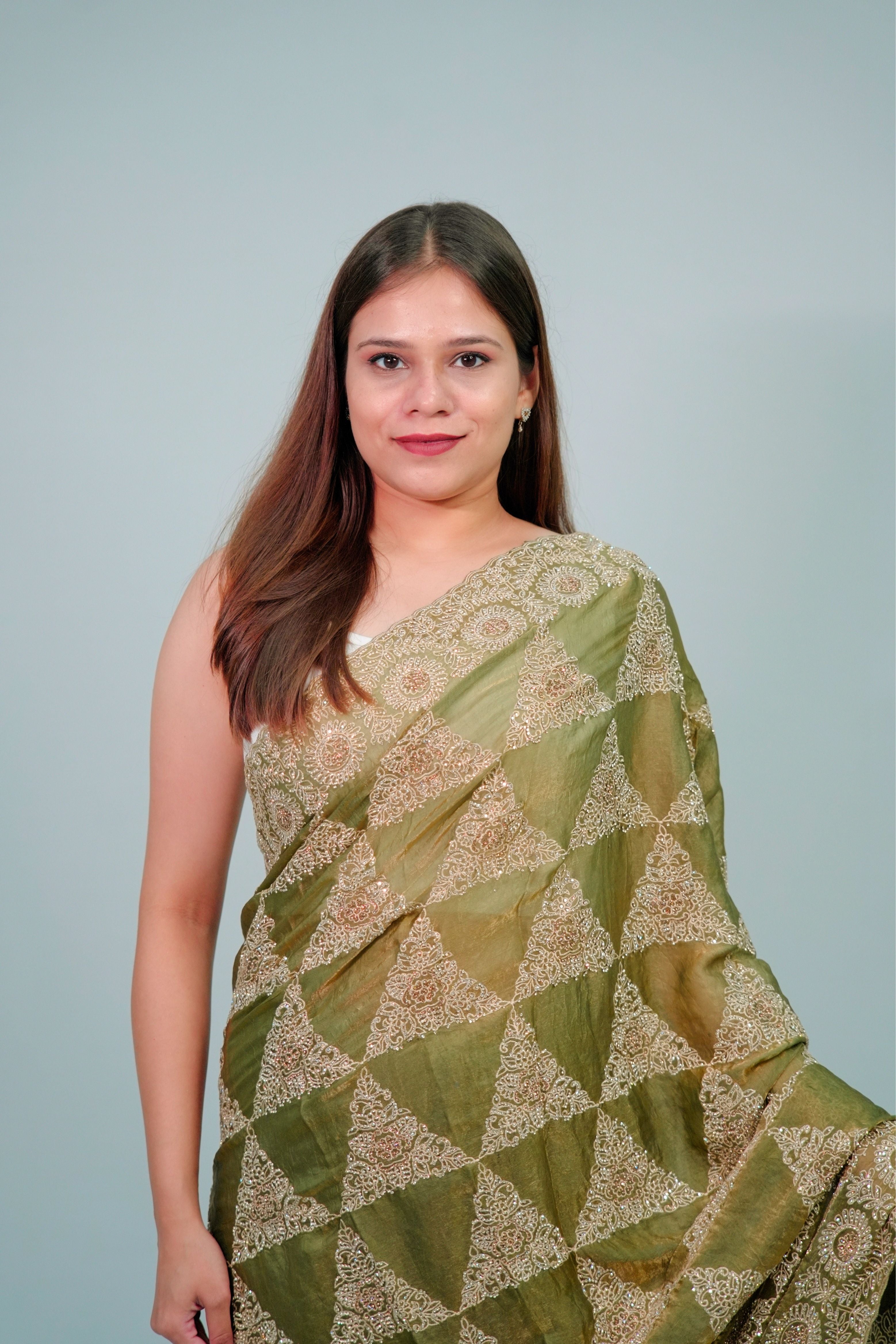 Organza dabka stone work
