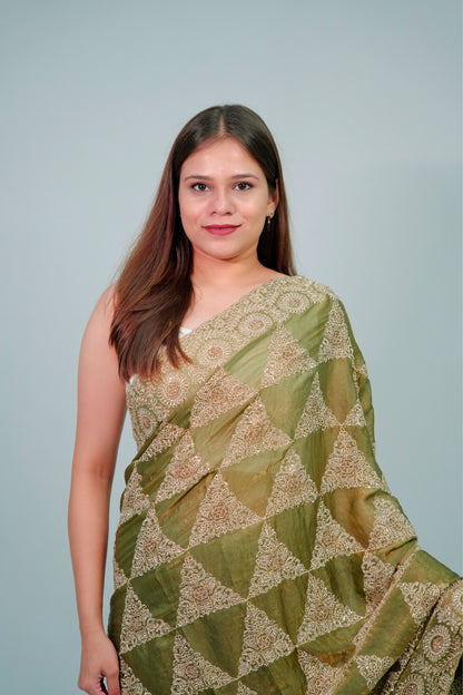 Organza dabka stone work