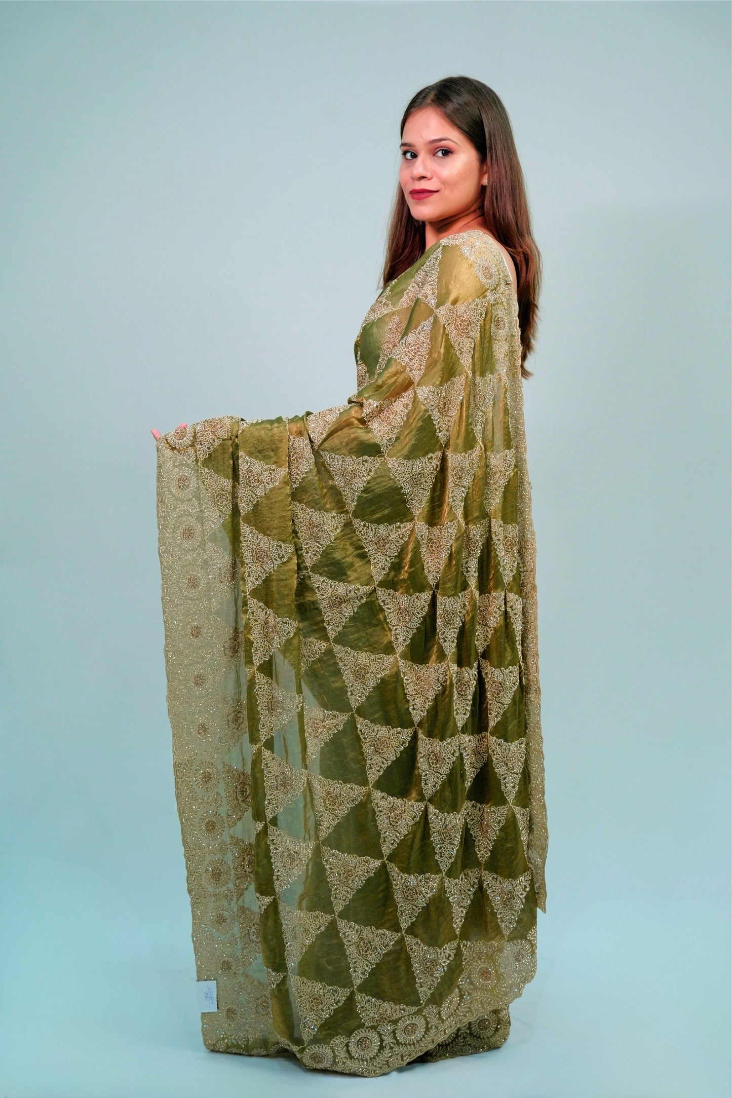 Organza dabka stone work