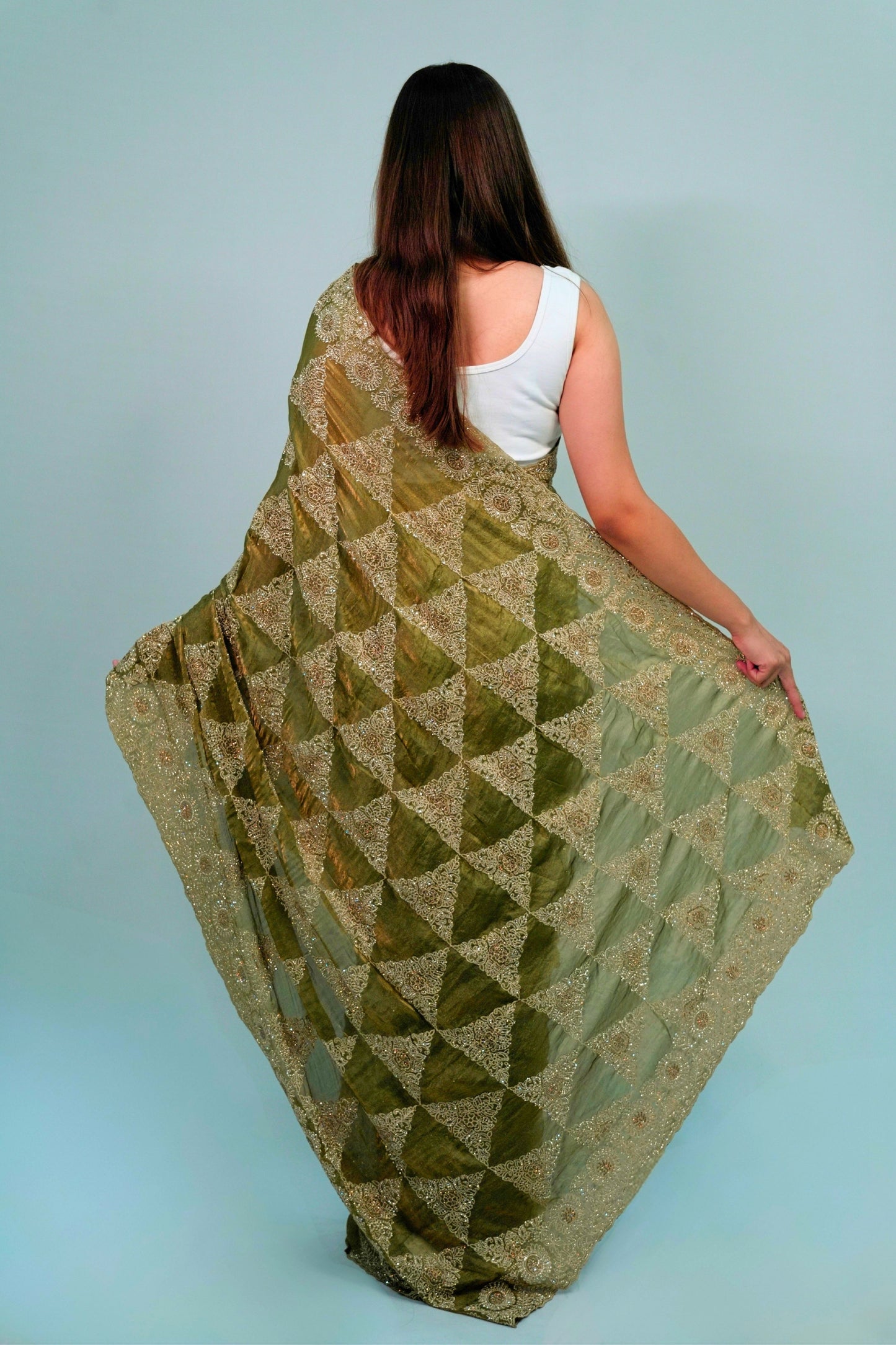 Organza dabka stone work