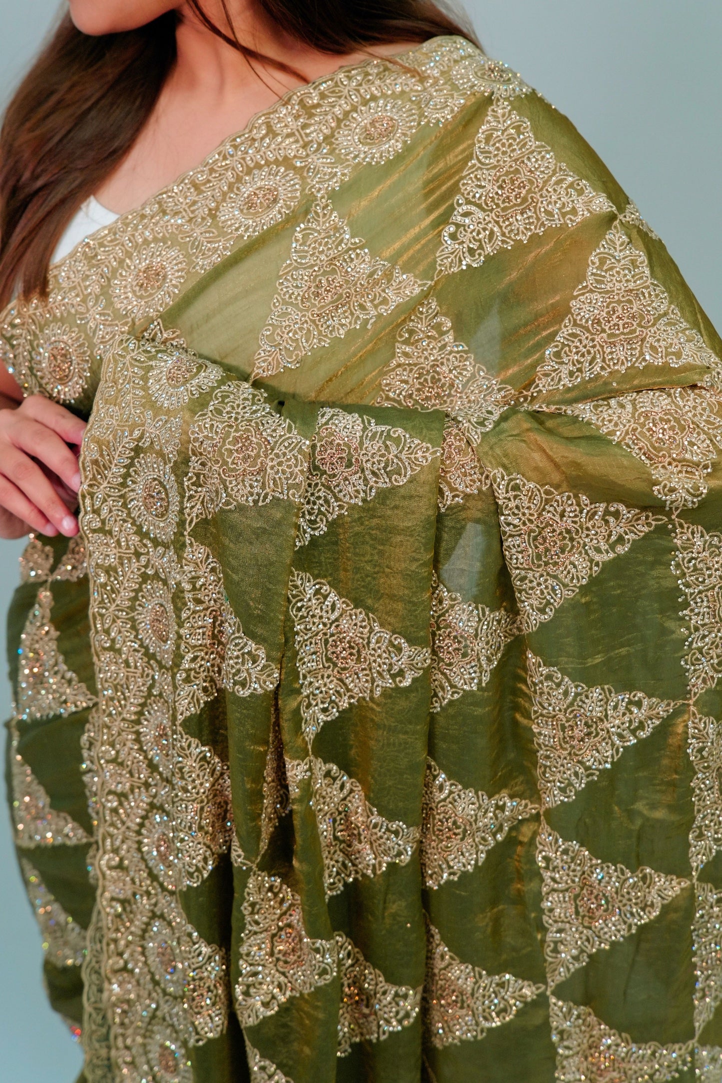 Organza dabka stone work