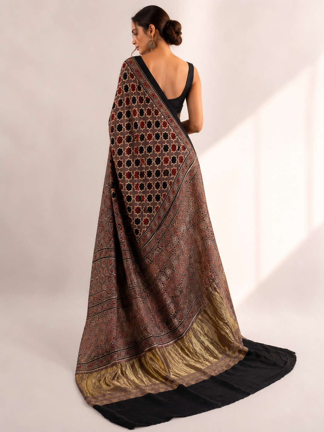Pure Modal Ajrak Saree