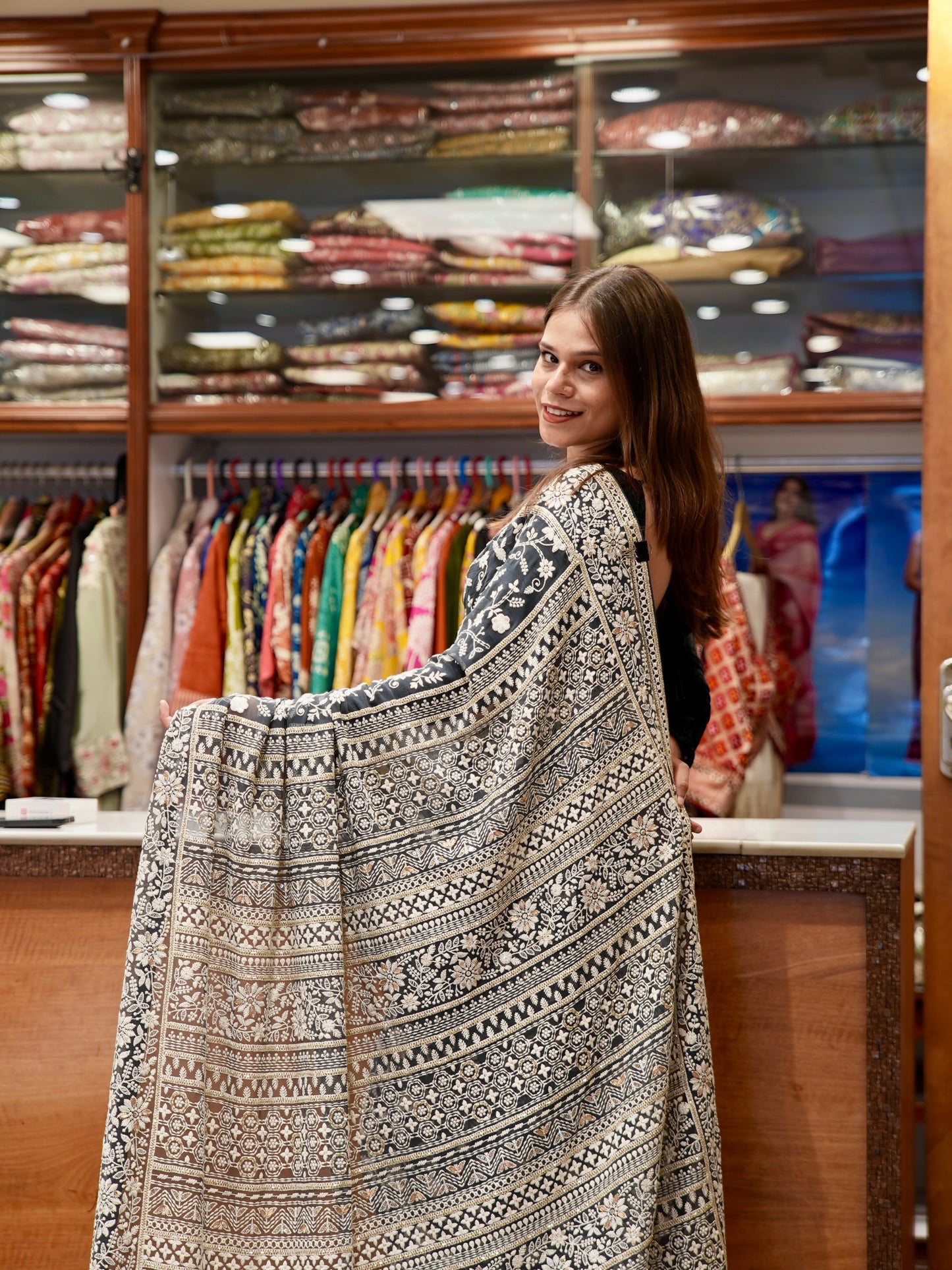 Georgette Chikankari saree