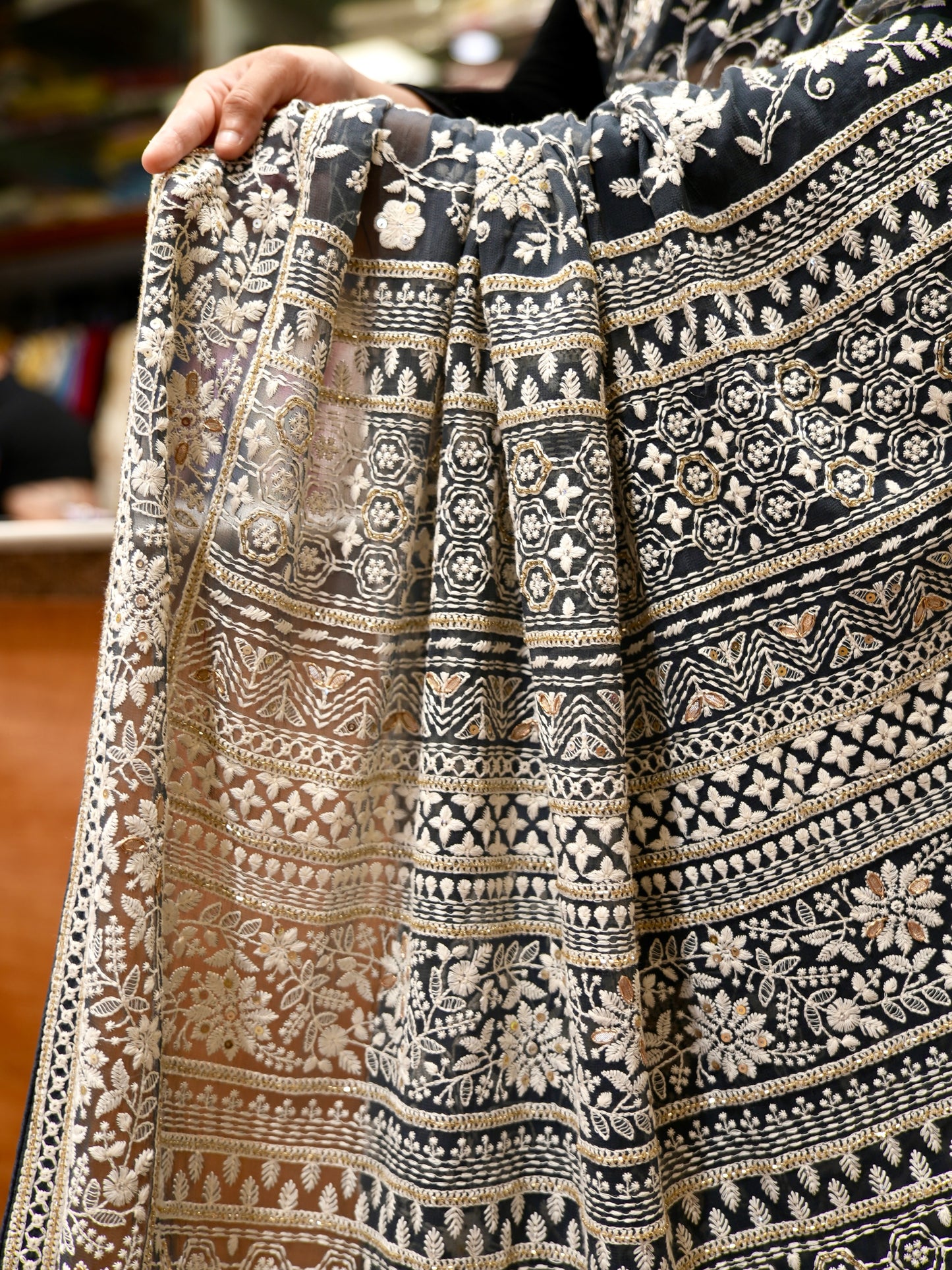 Georgette Chikankari saree