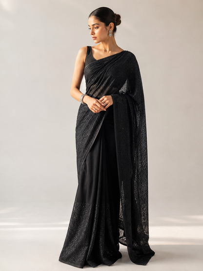 Georgette Self Chikankari Saree