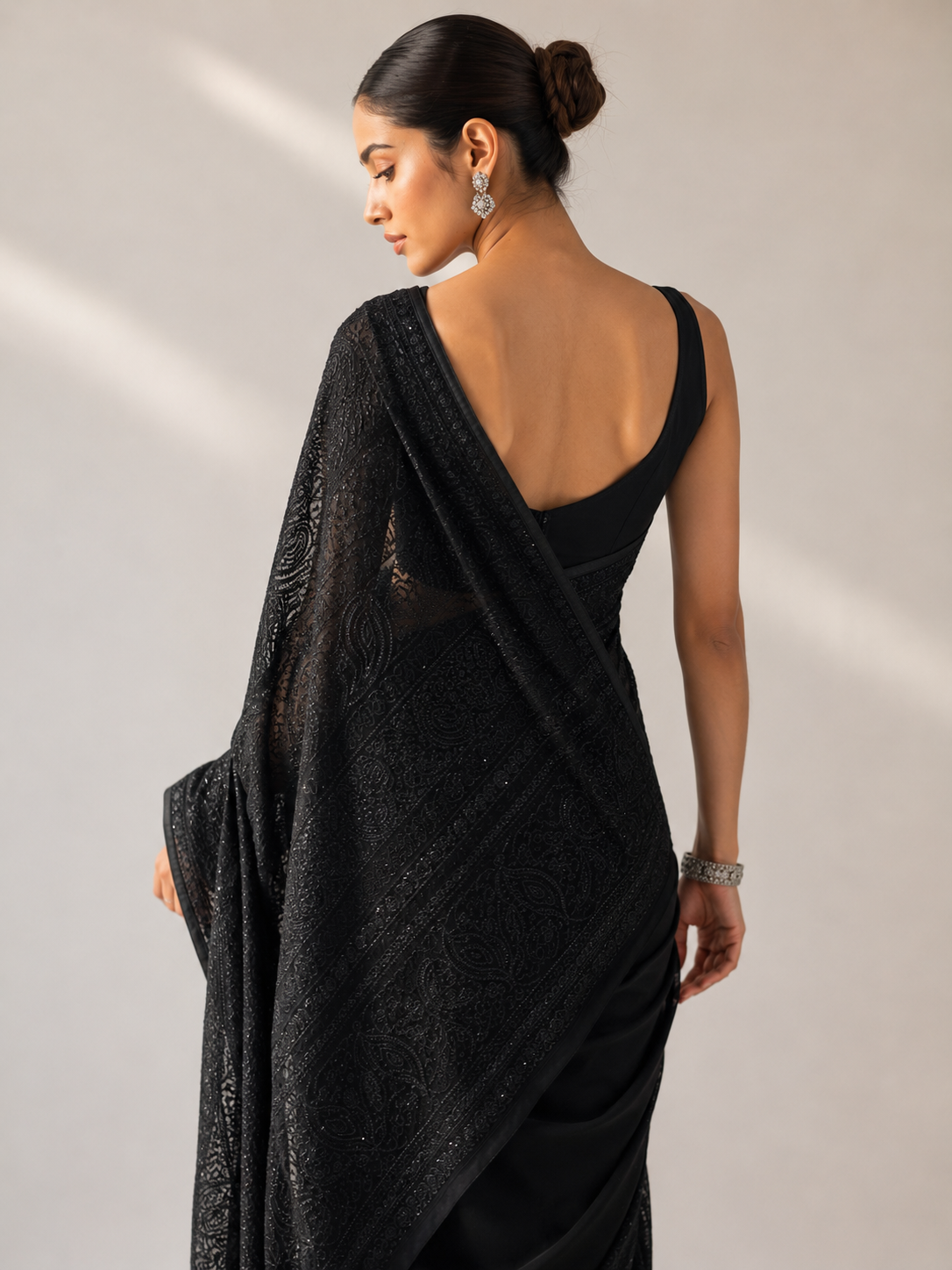 Georgette Self Chikankari Saree