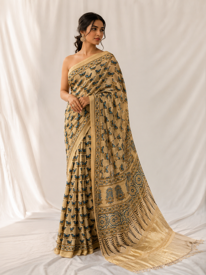 Pure Modal Ajrak saree